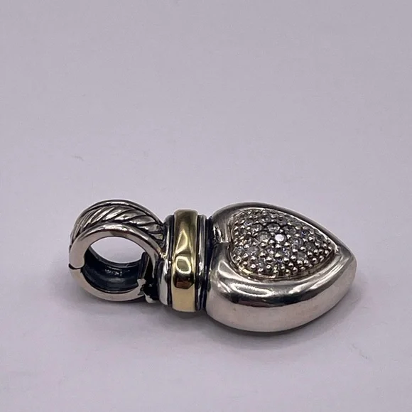 David Yurman 18k Yellow Gold Sterling Silver Heart Pendant - Picture 5 of 12